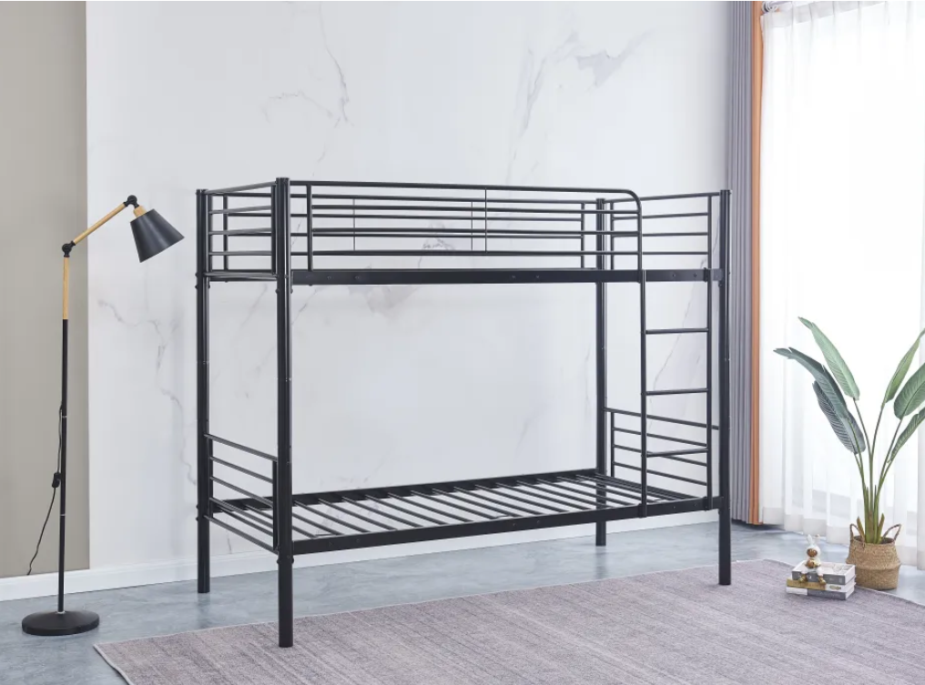 Lit superposé Séparable métal NOIR LUNA 1+1 90x190 cm sommier inclus