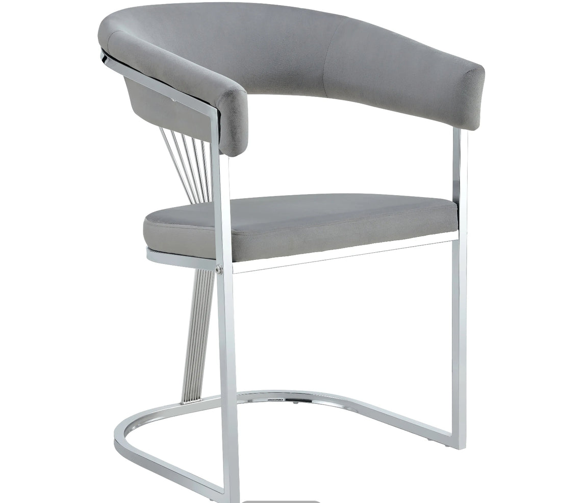 CHAISE ERM-AVEC ACCOUDOIR BRITTANY CHROME GRIS SILVER