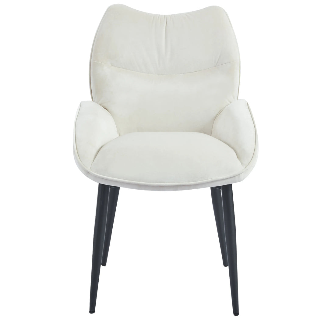 CHAISE ERM-LOHA PIED METAL NOIR VELOURS BEIGE