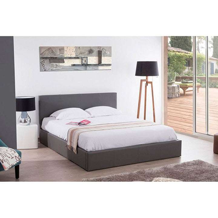 Lit coffre 2 places 140x190 cm BASTIEN simili cuir sommier inclus