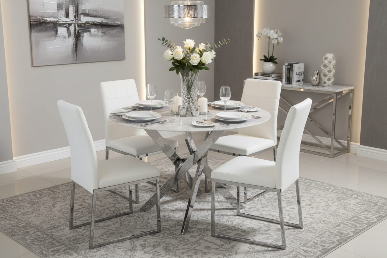 Table à manger ERM-Jessica chromée marbré