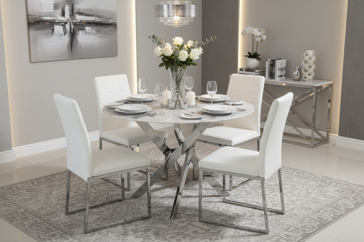 Table à manger ERM-Jessica chromée marbré