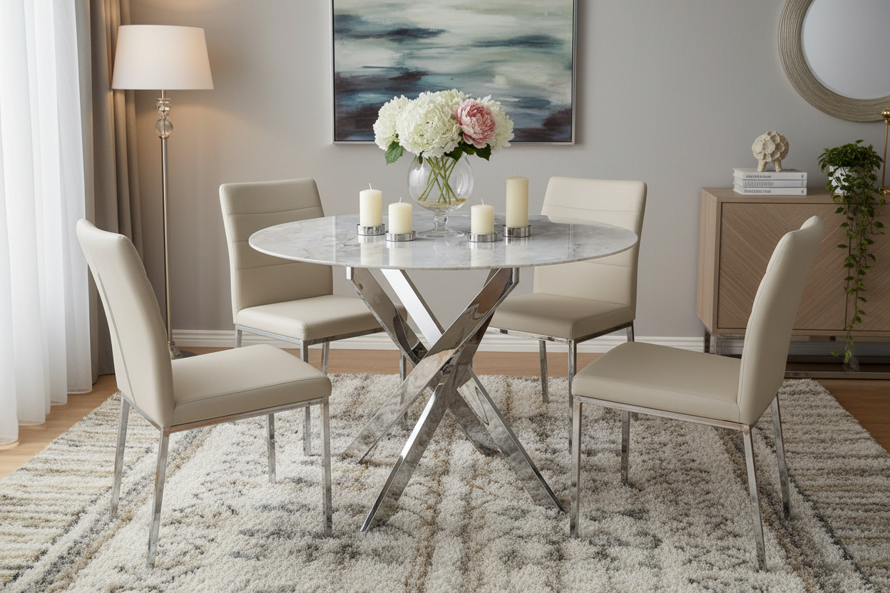 Table à manger ERM-Jessica chromée marbré