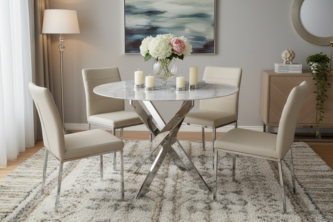 Table à manger ERM-Jessica chromée marbré