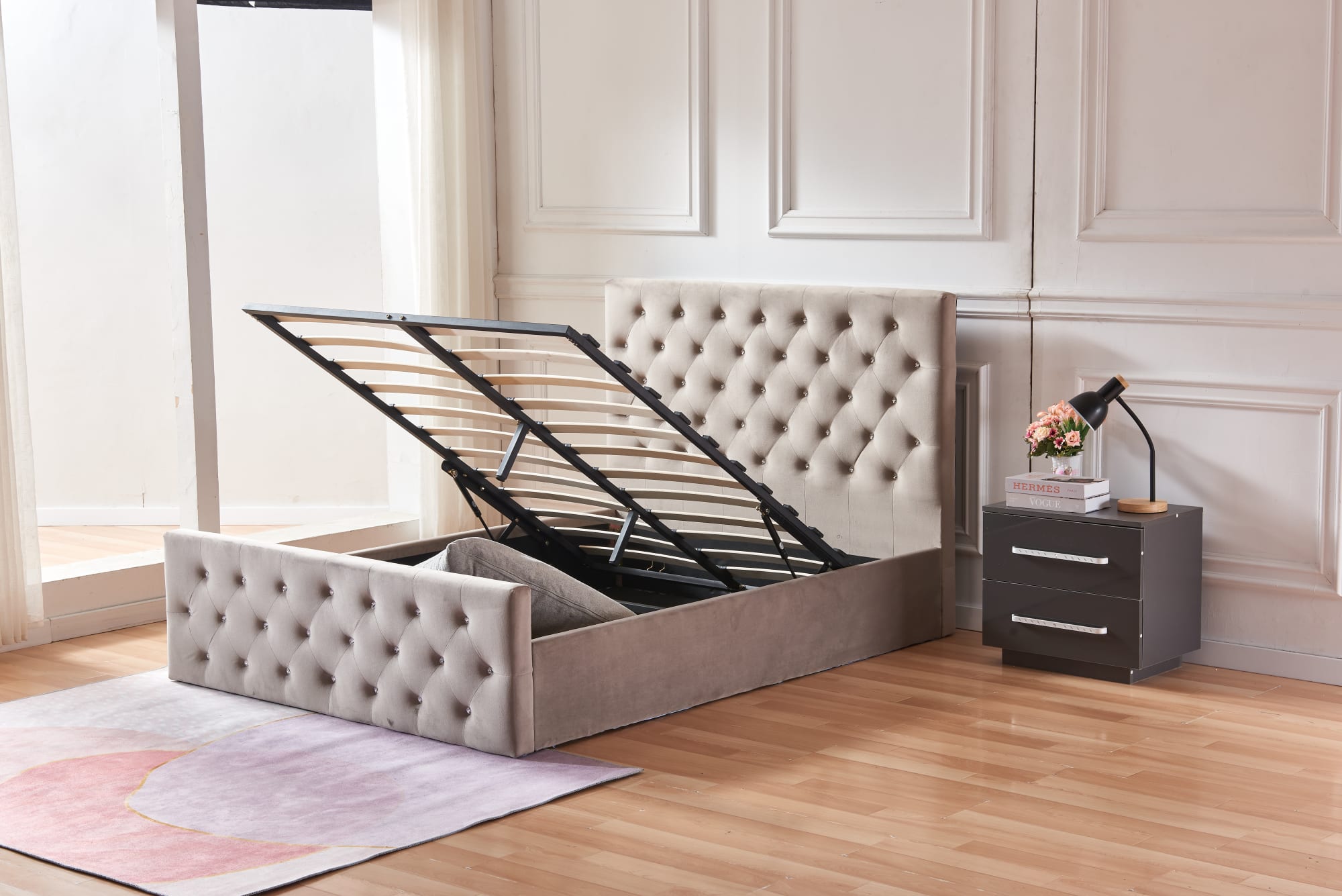 Lit coffre 2 places 160X200 cm VICTORIA Velours