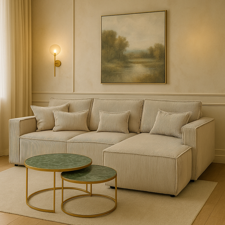 Canapé ERM-Paris Pearl convertible angle réversible beige