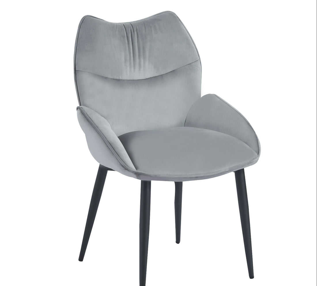 CHAISE ERM-LOHA PIED METAL NOIR VELOURS ANTHRACITE