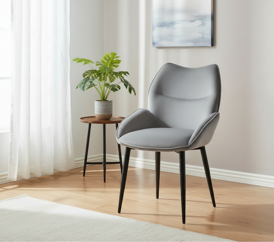 CHAISE ERM-LOHA PIED METAL NOIR VELOURS ANTHRACITE