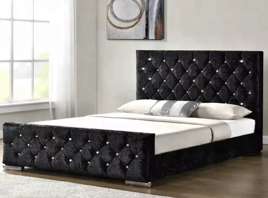 Lit 2 places 140x190 cm PRESTIGE velours  sommier inclus