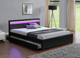 Lit 2 places 140x190 cm TIROIRS et LED sommier inclus