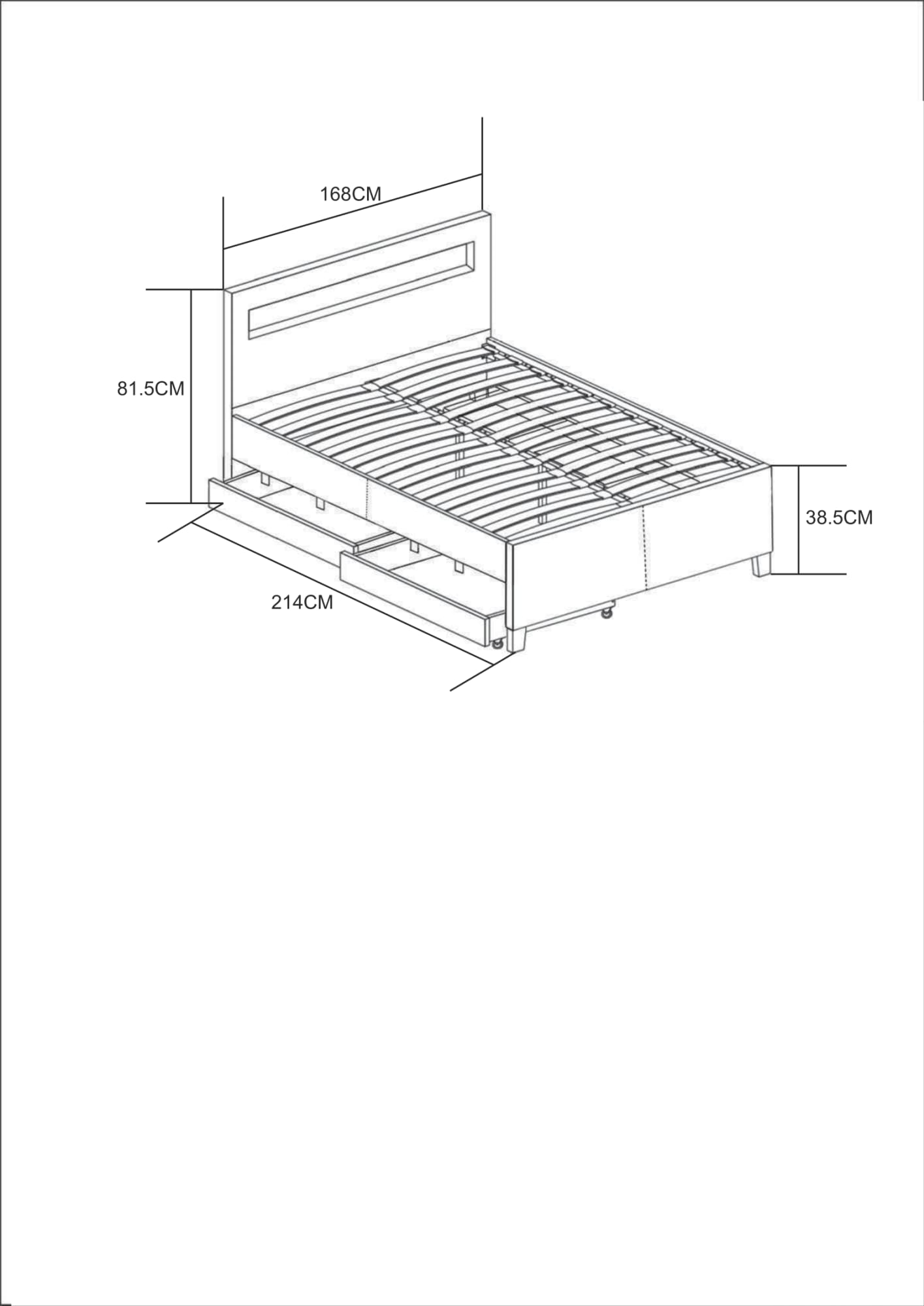 Lit adulte 160x200 cm TIROIRS et LED sommier inclus