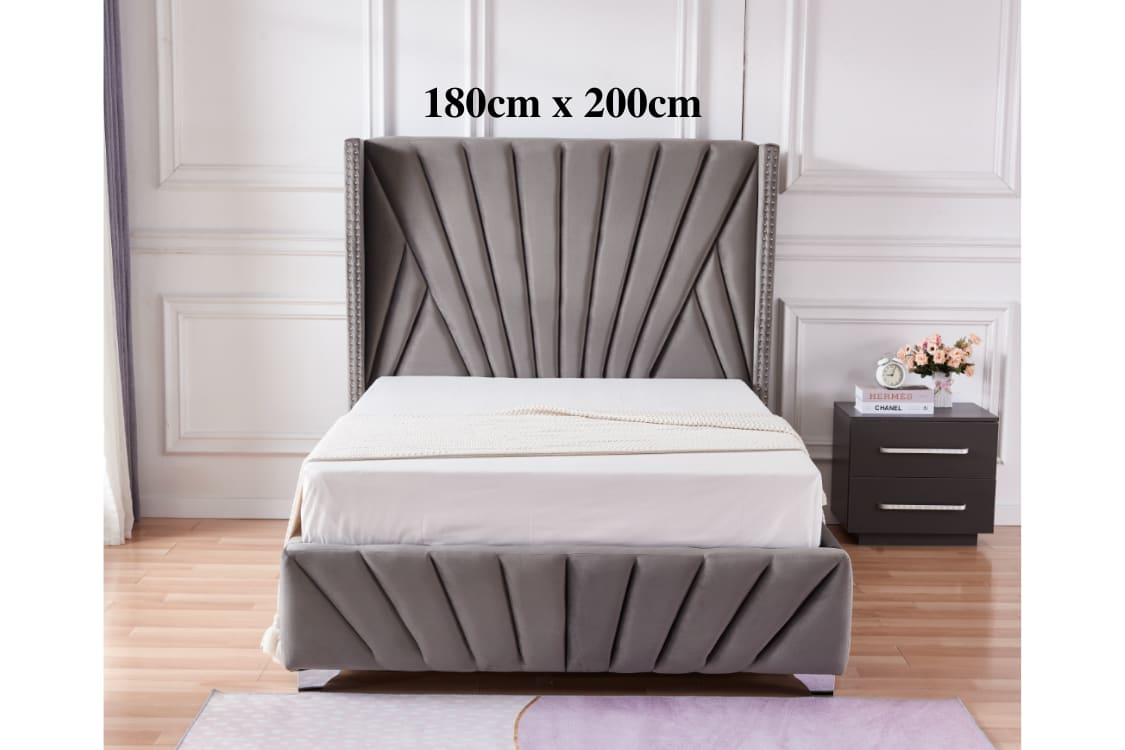 Lit 2 places 180x200cm BONIFACIO Velours sommier intégré