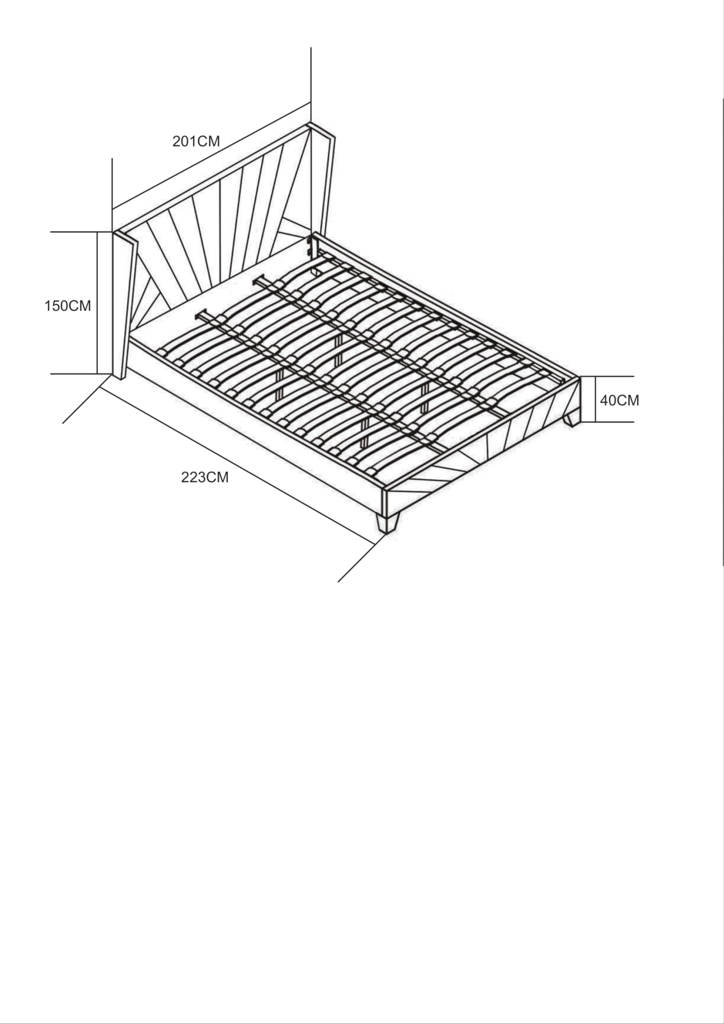 Lit 2 places 180x200cm BONIFACIO Velours sommier intégré