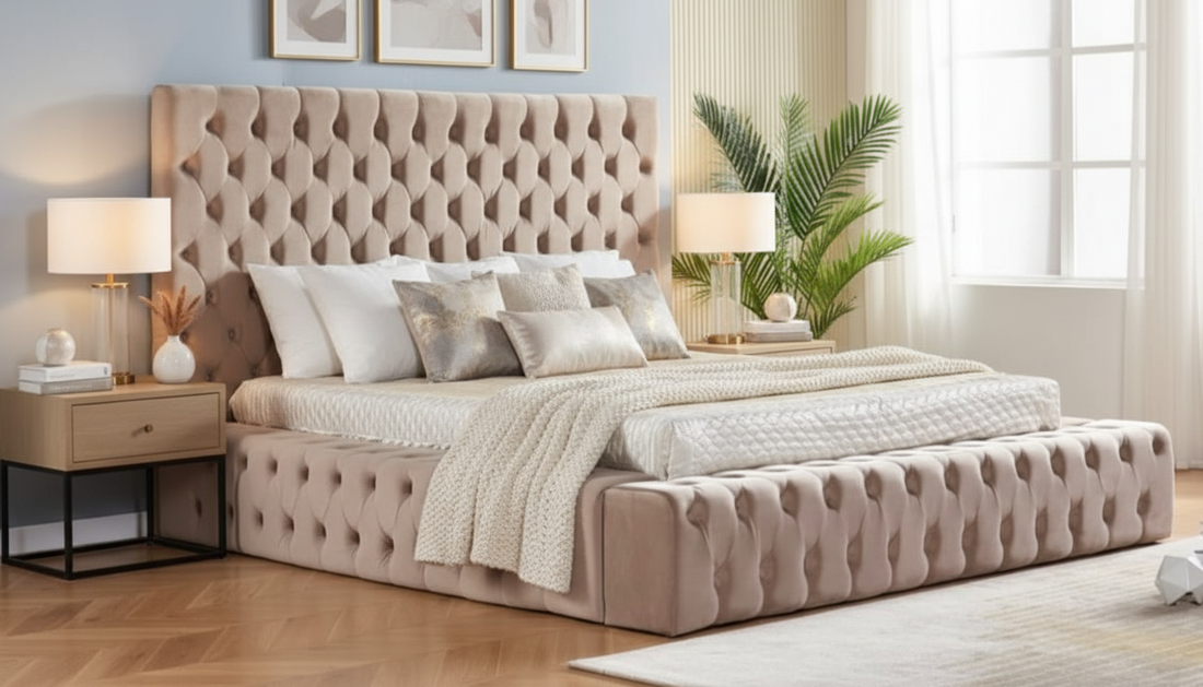 Cadre de Lit 2 places 180x200 cm ROYAL-ERM velours MOKA