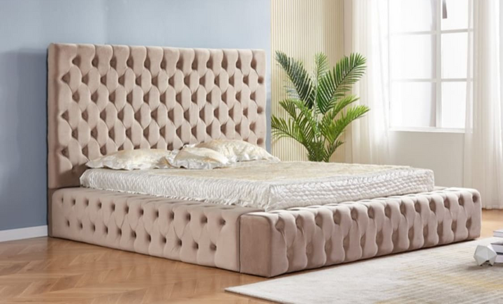 Cadre de Lit 2 places 180x200 cm ROYAL-ERM velours MOKA