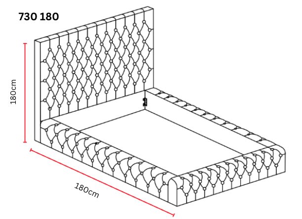LIT ROYAL CAPITONNE VELOURS GRIS 180x200 cm