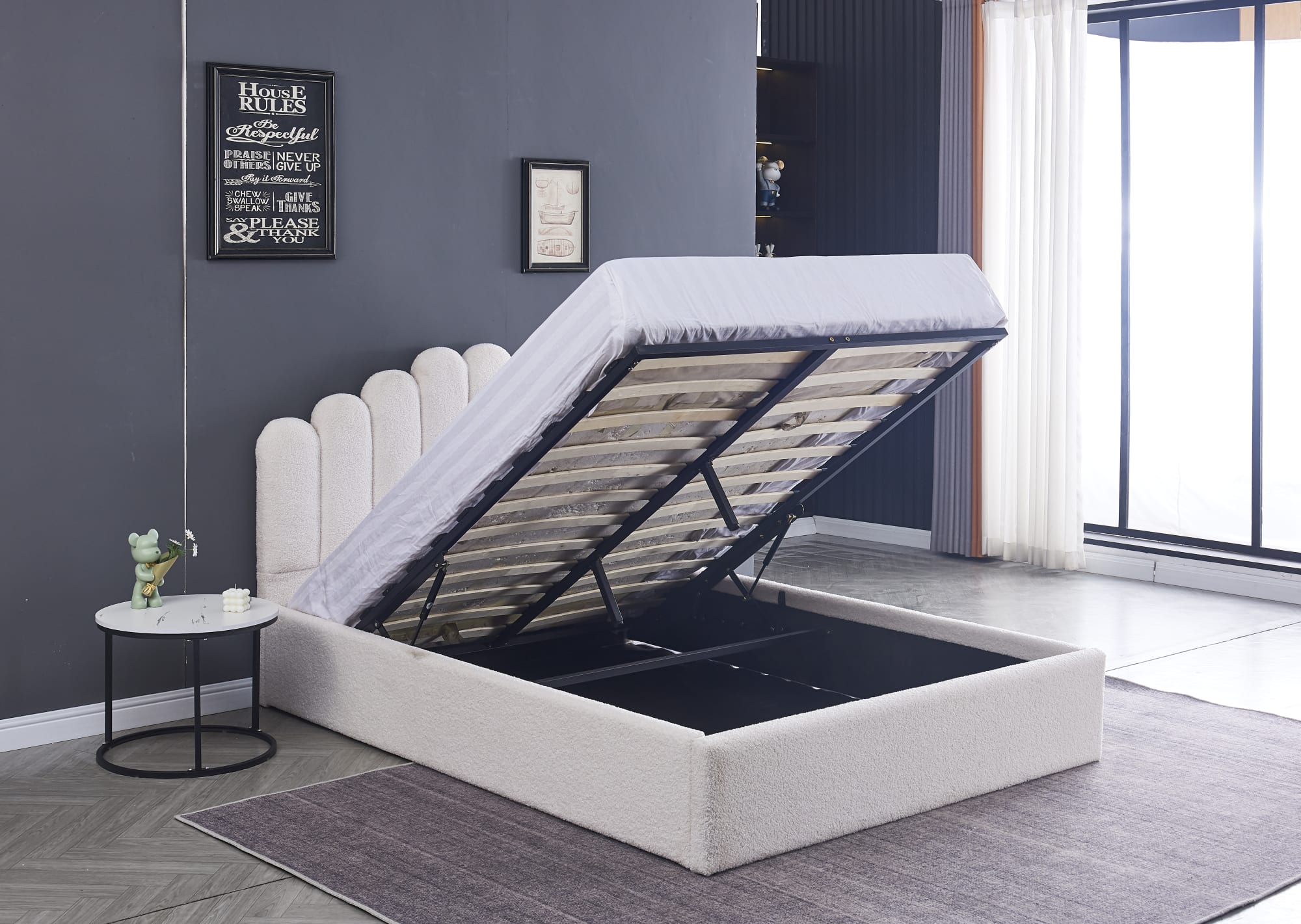 Lit coffre 2 places 140x190 cm DOHA sommier coffre intégré