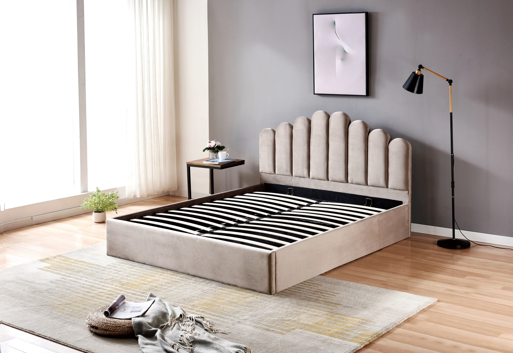 Lit coffre 2 places 140x190 cm DOHA sommier coffre intégré