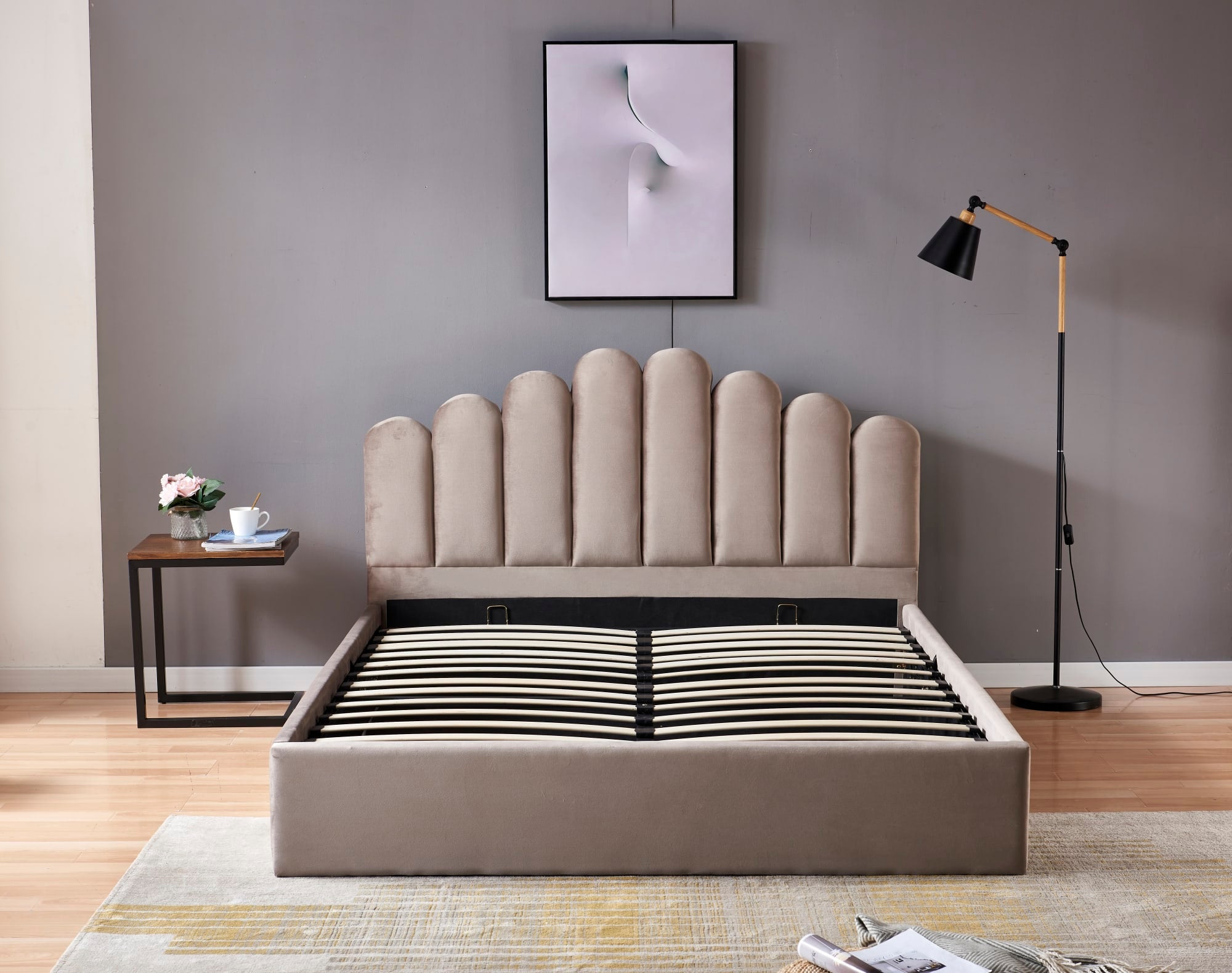 Lit coffre 2 places 140x190 cm DOHA sommier coffre intégré