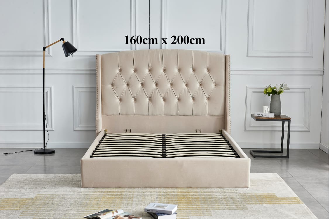 Lit Coffre 2 places 160x200 cm SULTAN velours sommier intégré