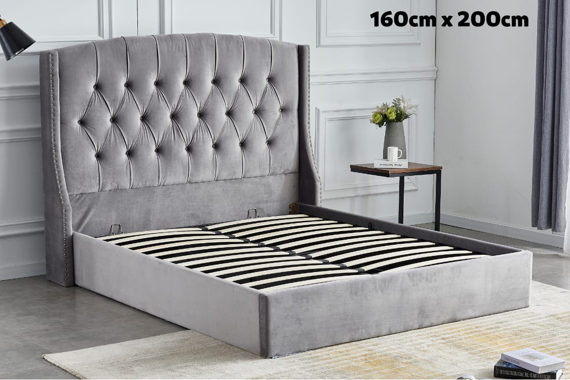 Lit Coffre 2 places 160x200 cm SULTAN velours sommier intégré