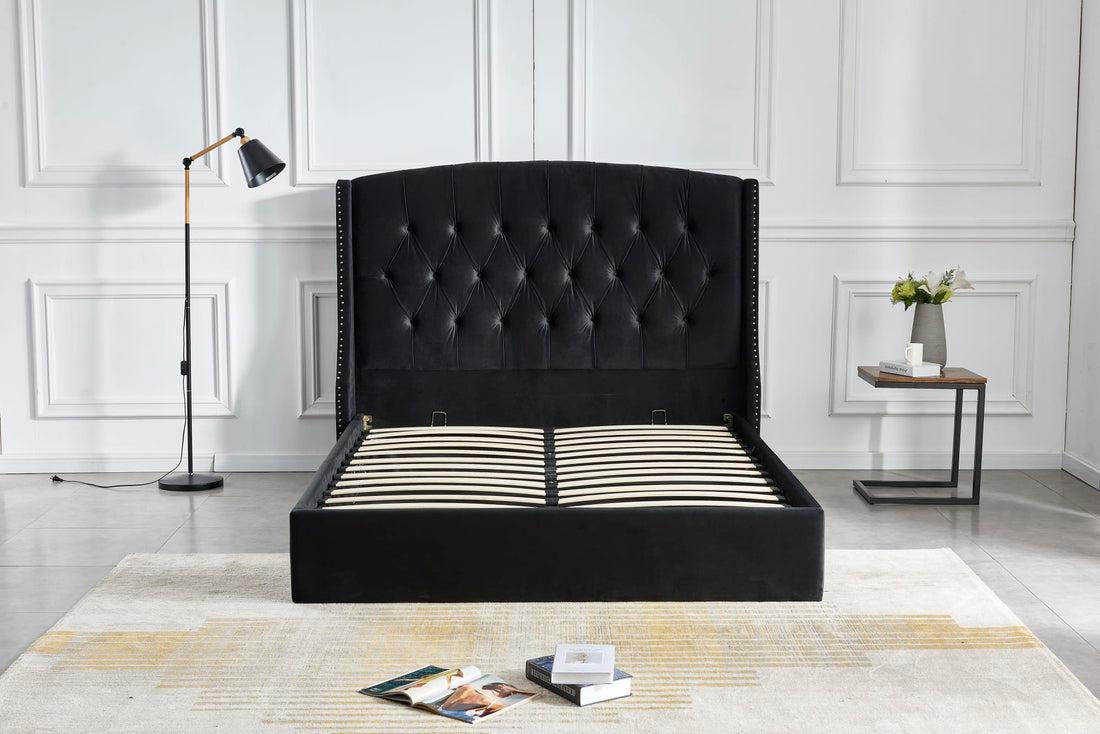 Lit Coffre 2 places 140x190 cm SULTAN velours sommier intégré