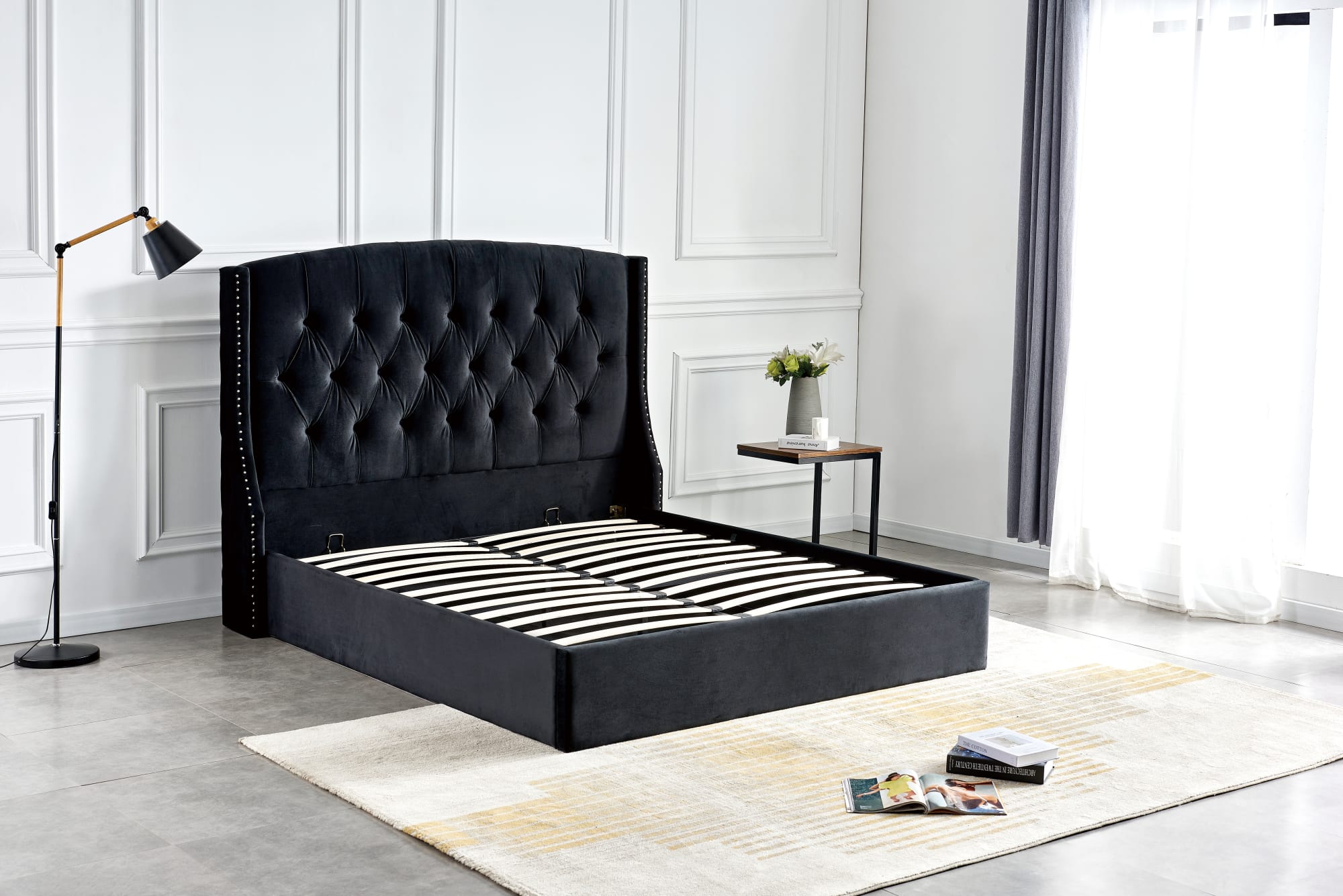 Lit Coffre 2 places 140x190 cm SULTAN velours sommier intégré