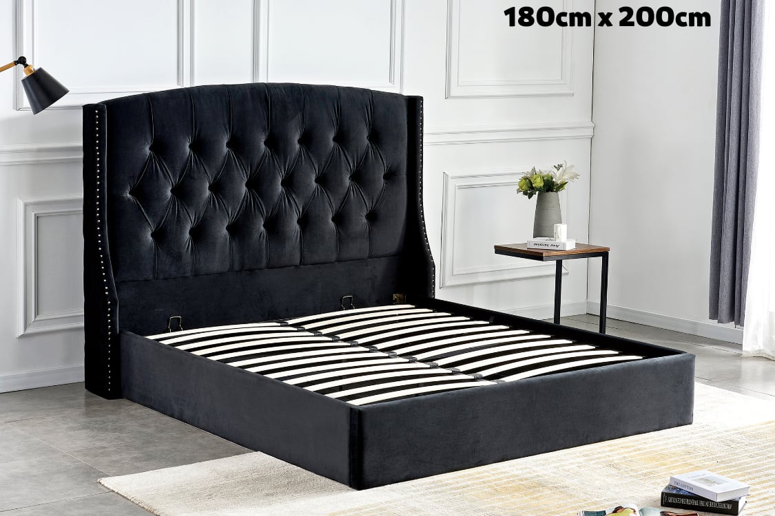 Lit Coffre 2 places 180x200 cm SULTAN velours sommier intégré