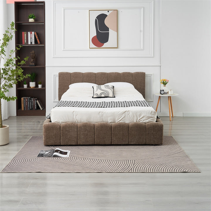 LIT DOUBLE COFFRE MOON CHENILLE MOKA