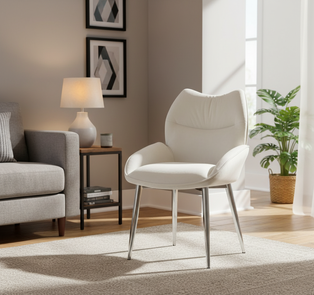 CHAISE ERM-LOHA PIED CHROME VELOURS BEIGE