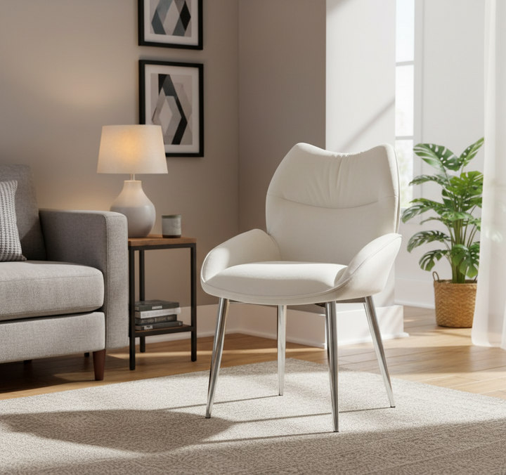 CHAISE ERM-LOHA PIED CHROME VELOURS BEIGE