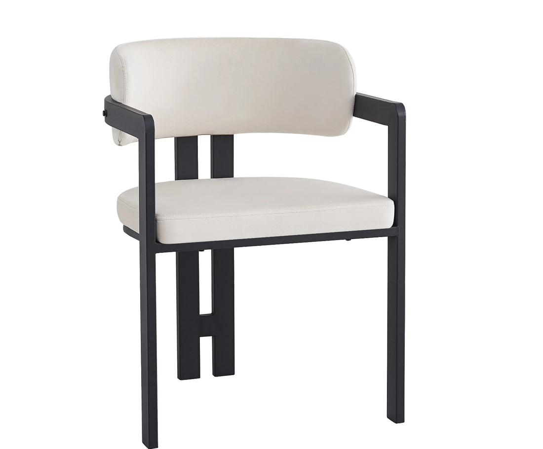 CHAISE ERM-MELLOW PIED METAL NOIR ASSISE VELOURS BEIGE