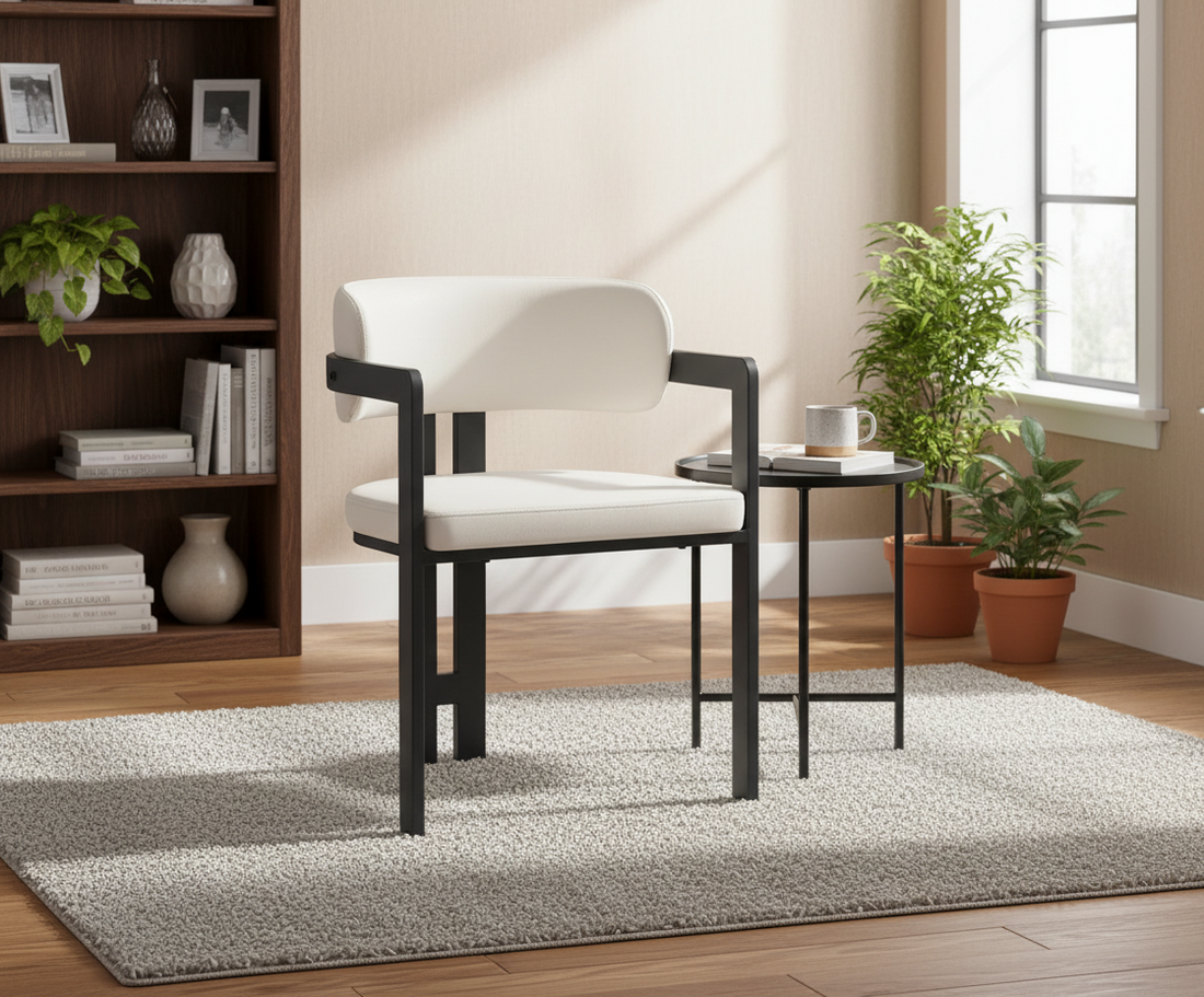 CHAISE ERM-MELLOW PIED METAL NOIR ASSISE VELOURS BEIGE