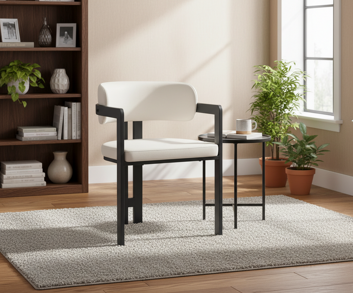 CHAISE ERM-MELLOW PIED METAL NOIR ASSISE VELOURS BEIGE