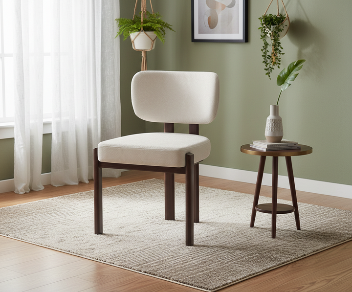 CHAISE ERM-BAGUETTE PIED EFFET NOYER TISSUS SERGE CHENILLE BEIGE