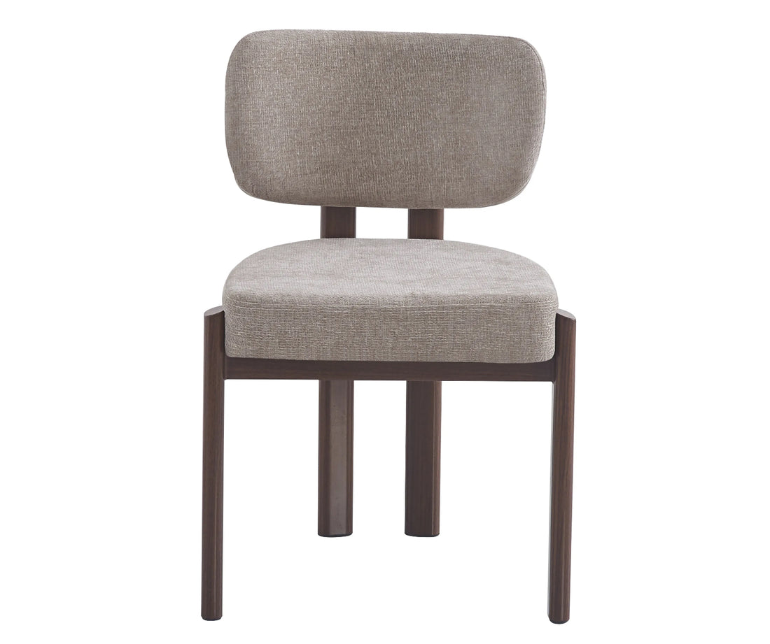 CHAISE ERM-BAGUETTE PIED EFFET NOYER TISSUS SERGE CHENILLE MOKA