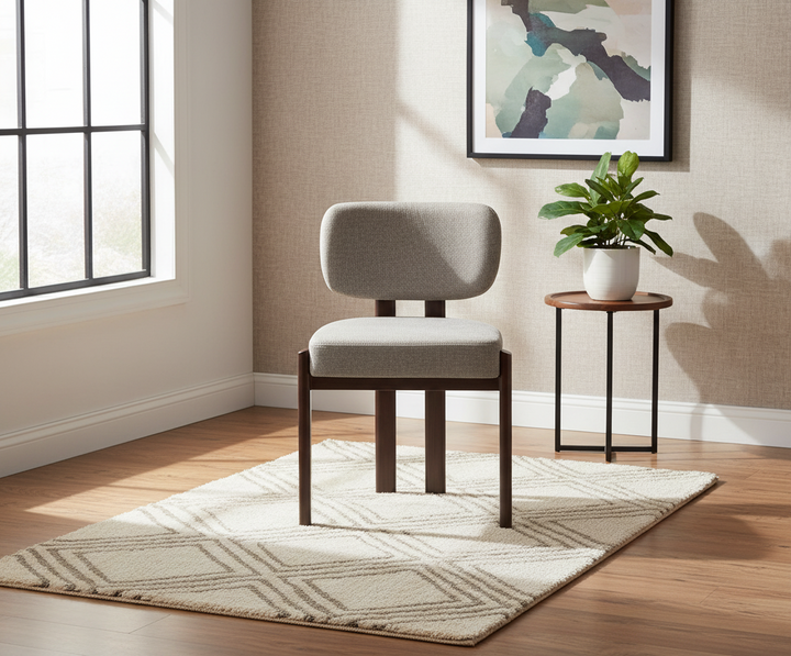 CHAISE ERM-BAGUETTE PIED EFFET NOYER TISSUS SERGE CHENILLE MOKA