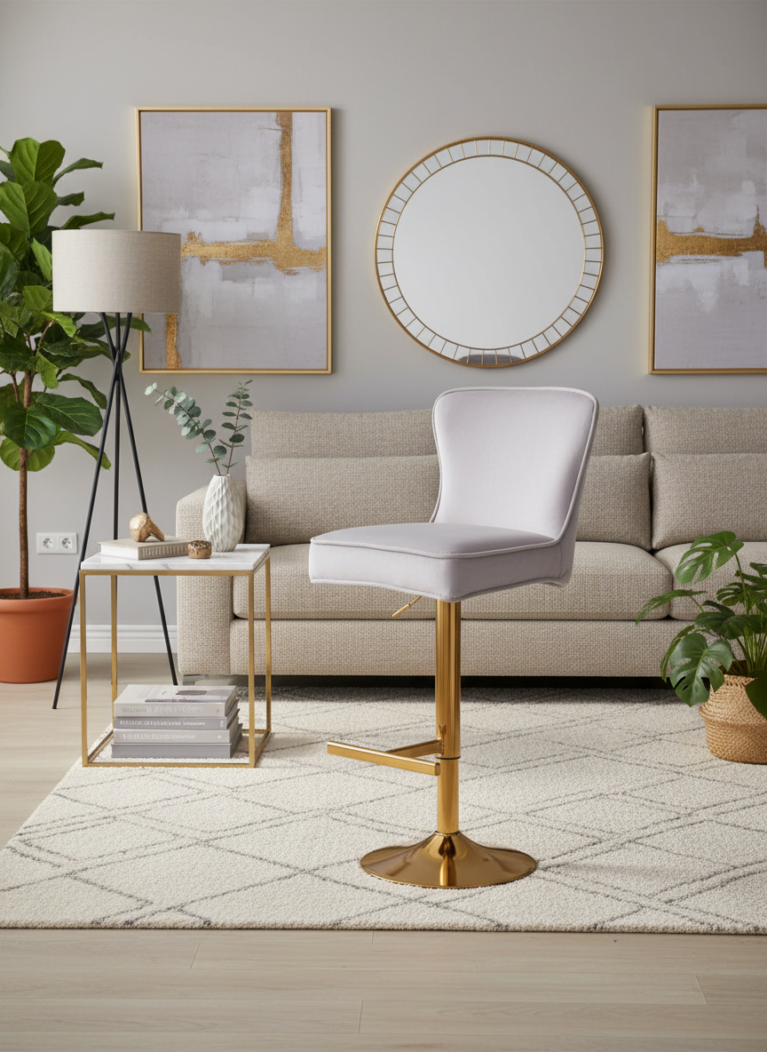 Lot de 2 tabourets de bar GABRIELLE Gold en velours