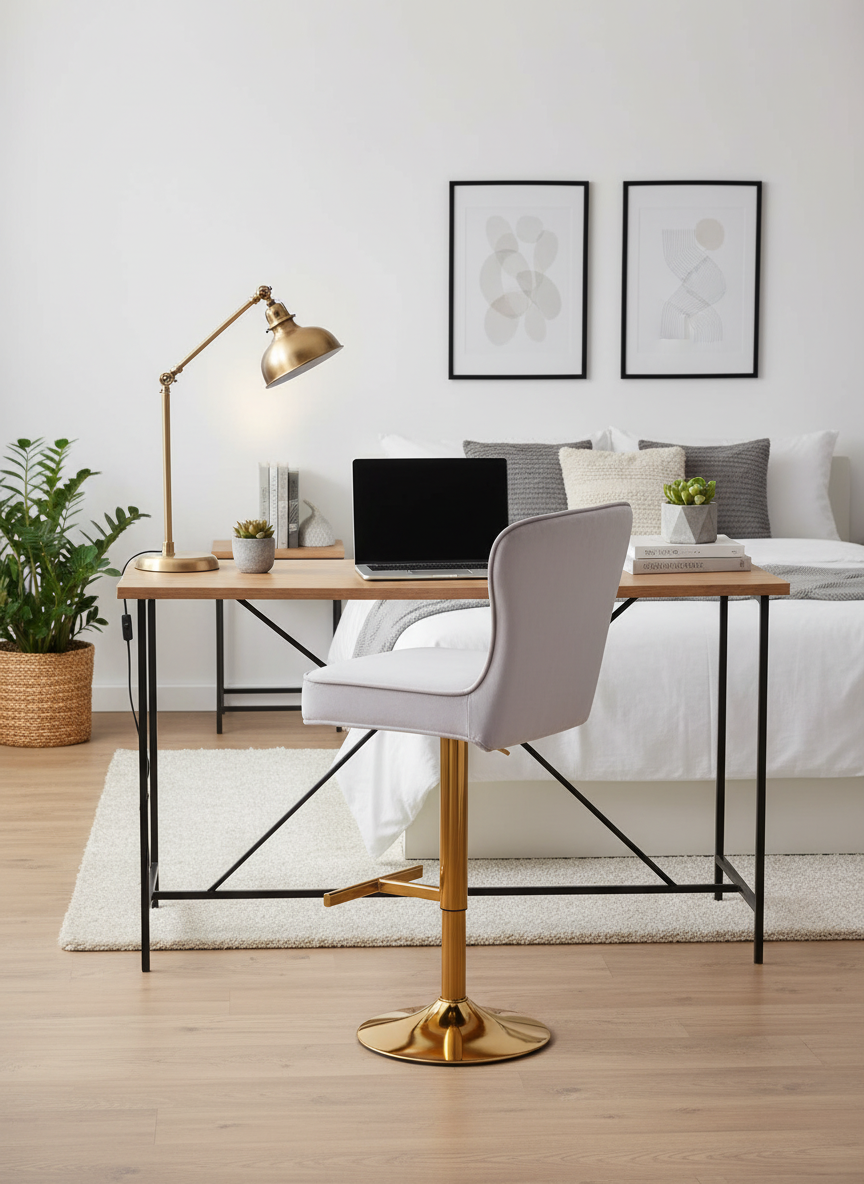 Lot de 2 tabourets de bar GABRIELLE Gold en velours