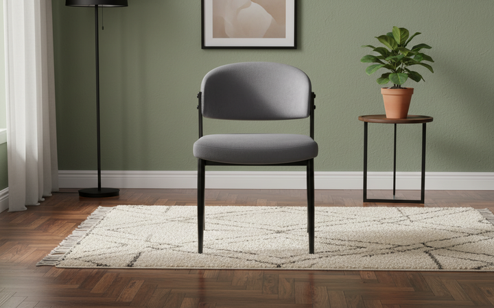 CHAISE ERM-LAMIA PIEDS METAL NOIR VELOURS ANTHRACITE