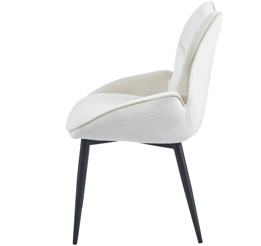 CHAISE ERM-LOHA PIED METAL NOIR VELOURS BEIGE