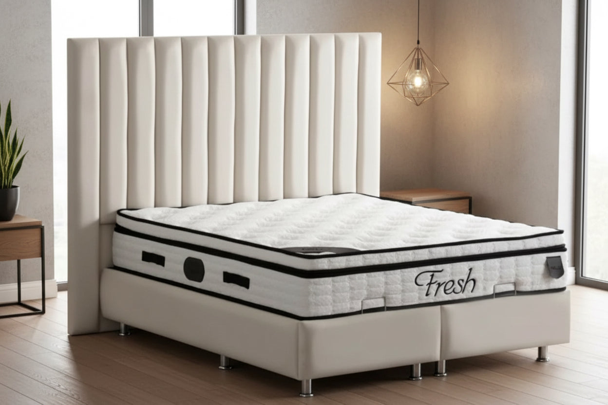 Lit coffre Athena blanc cassé-SAN