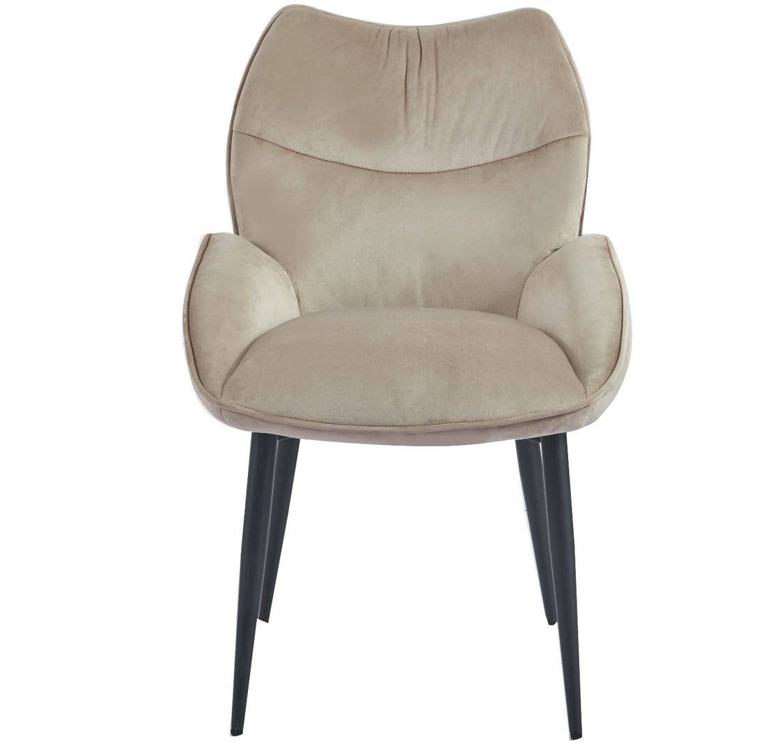 CHAISE ERM-LOHA PIED METAL NOIR VELOURS TAUPE