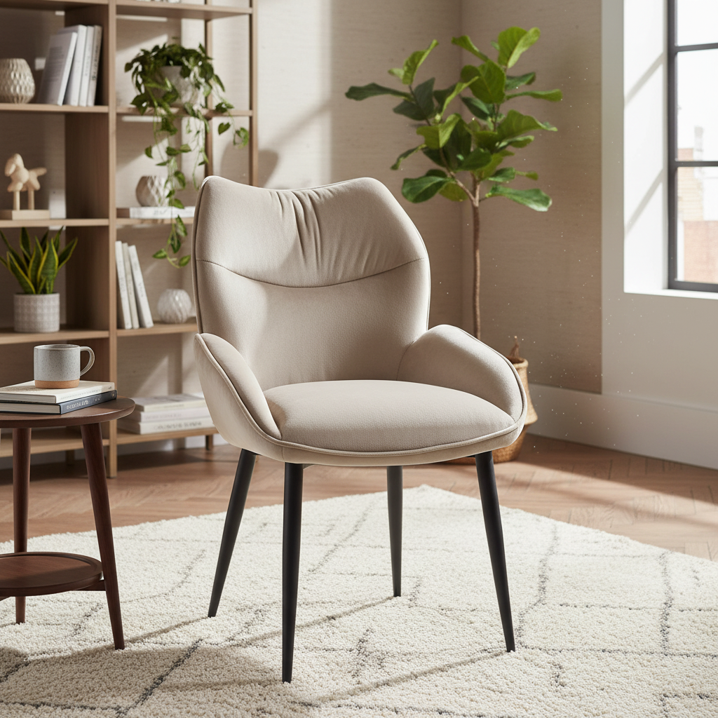 CHAISE ERM-LOHA PIED METAL NOIR VELOURS TAUPE