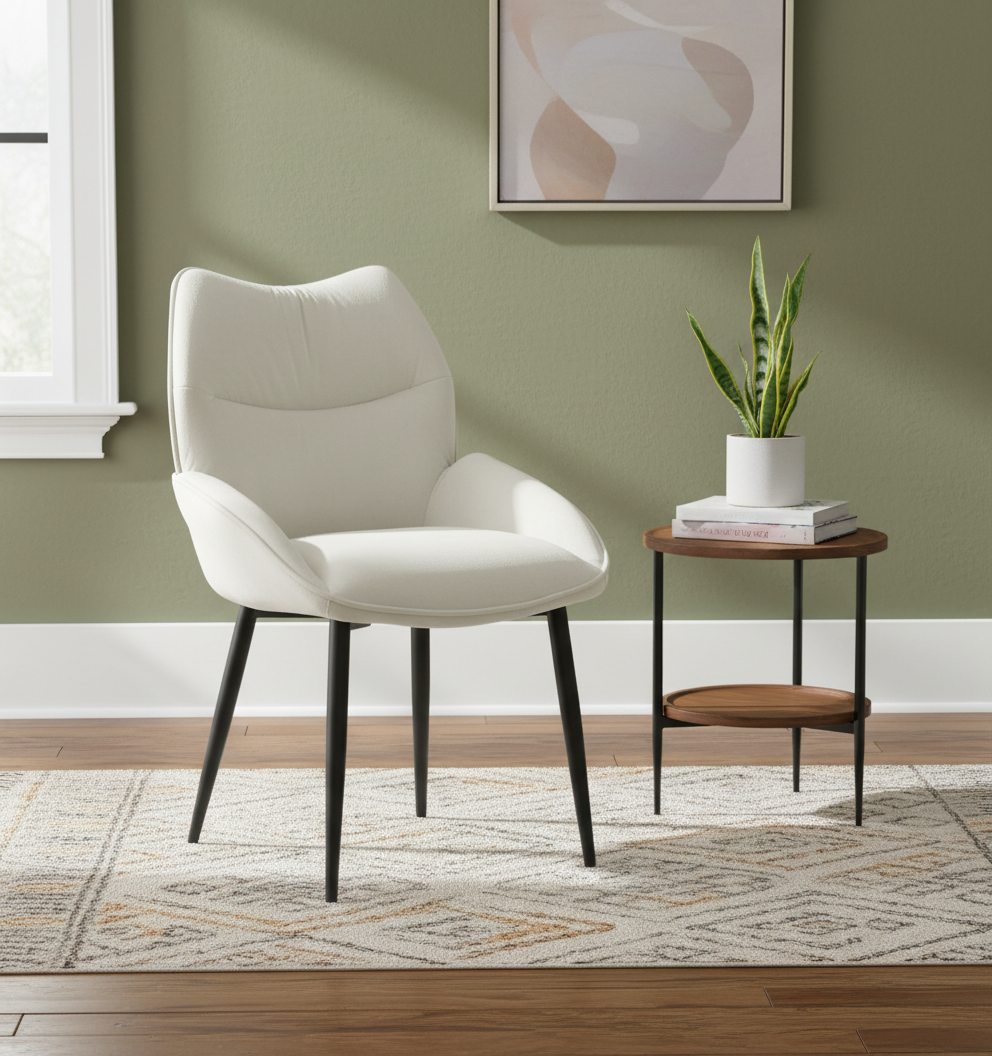 CHAISE ERM-LOHA PIED METAL NOIR VELOURS BEIGE