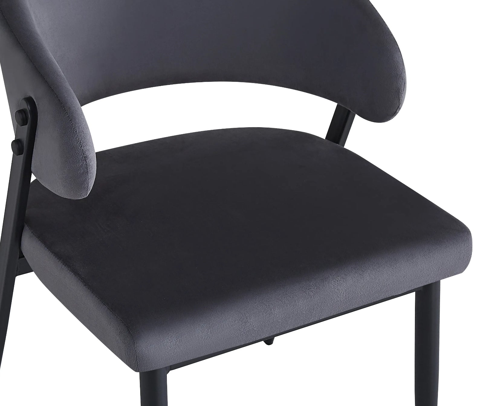 CHAISE ERM-LAMIA PIEDS METAL NOIR VELOURS ANTHRACITE