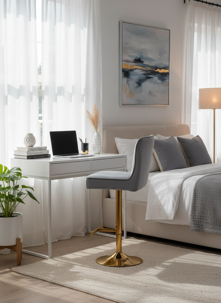 Lot de 2 tabourets de bar GABRIELLE Gold en velours