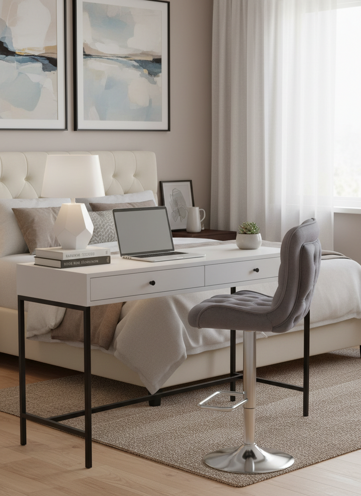 Lot de 2 tabourets de bar GABRIELLE Chrome en velours