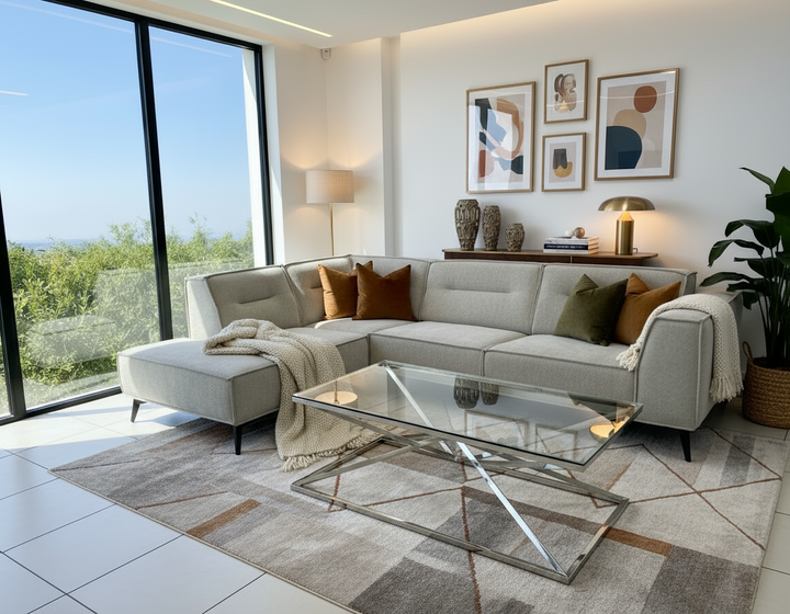 Canapé ERM-Sienna angle gauche tissu beige