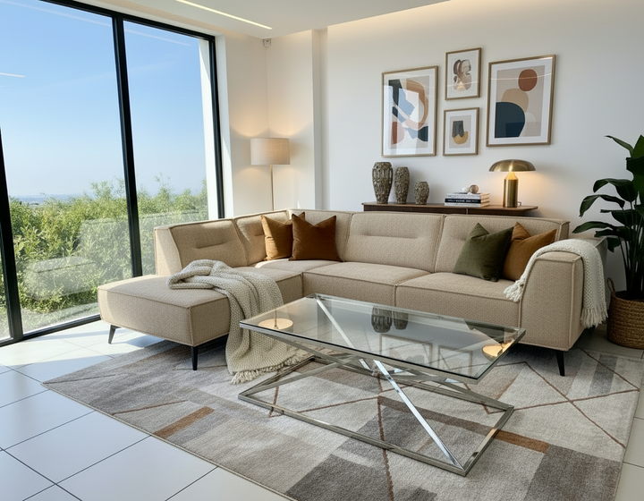 Canapé ERM-Sienna angle gauche tissu beige